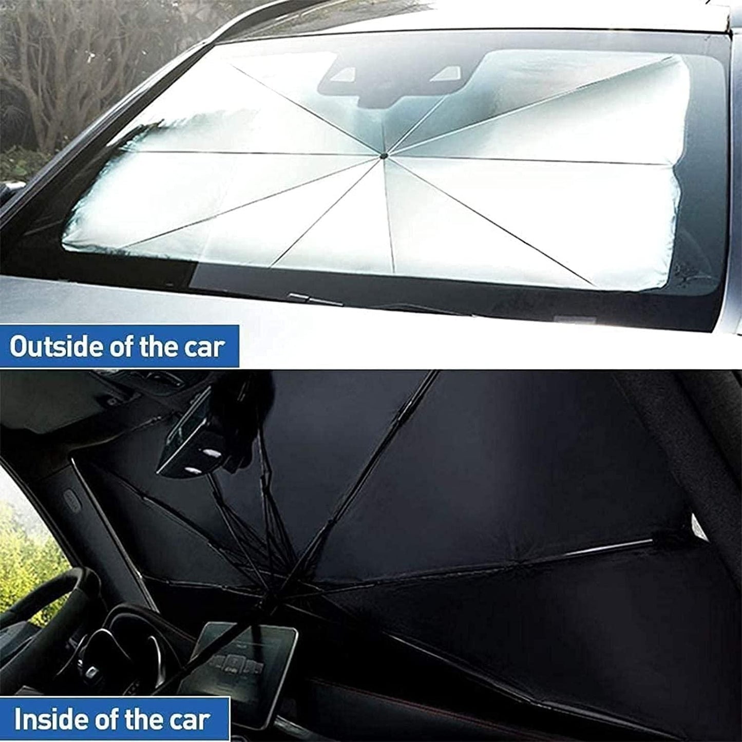 Foldable Reflective car Umbrella For Sun Heat Protection